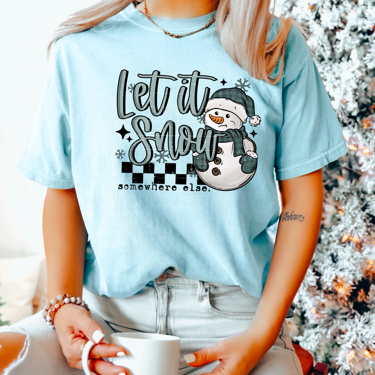 Let it Snow Somewhere else blue snowman sad (CSC) DTF Transfer