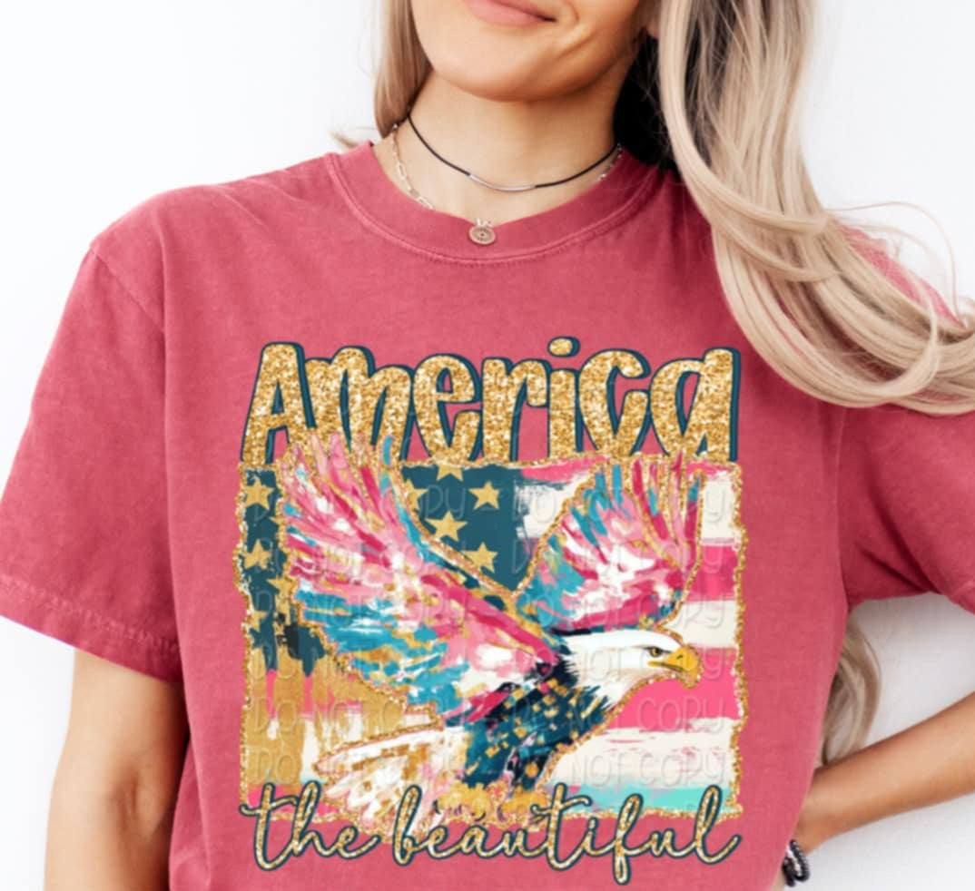 America the beautiful eagle 100454 DTF transfer