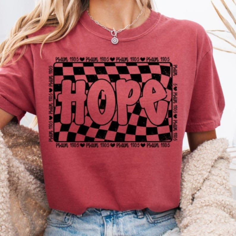 Hope checkered background BLACK 106488 DTF transfer