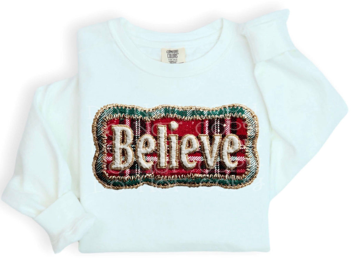 Believe Faux Patch Plaid (C’s) DTF Transfer