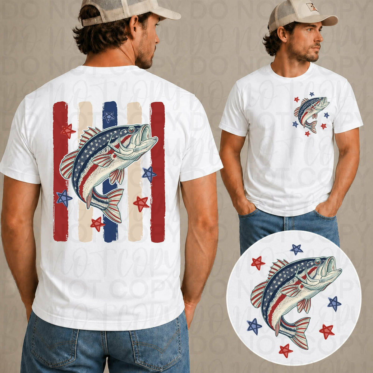 Patriotic fish BACK ONLY (UAC) DTF Transfer