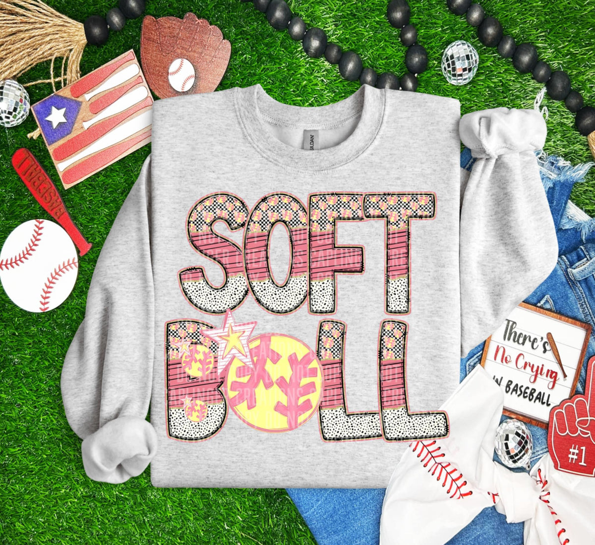 Softball yellow and pink (Caplinger) 94407 DTF transfer