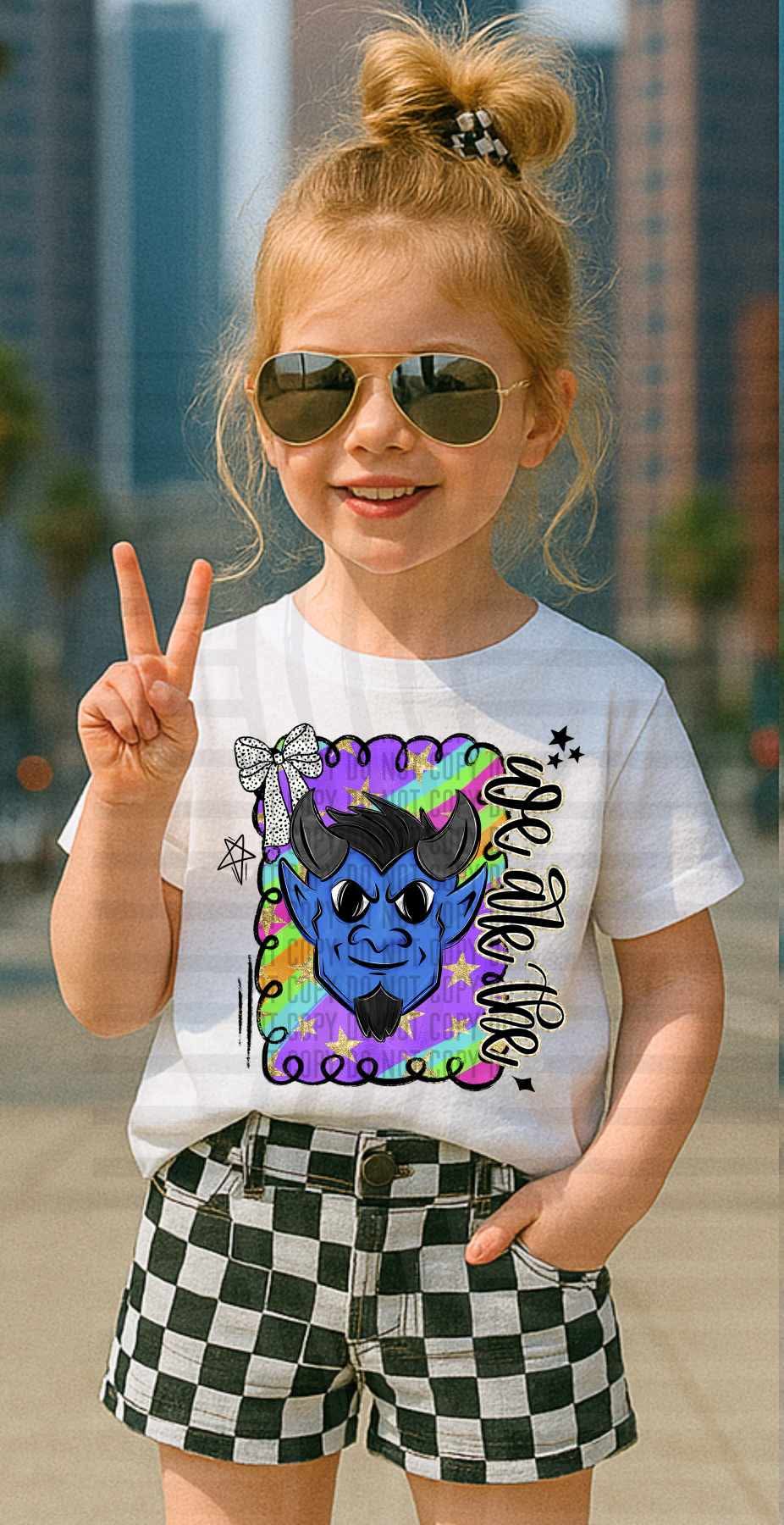 We are the Blue Devils Preppy Swirl Mascots (Caplinger) DTF transfer