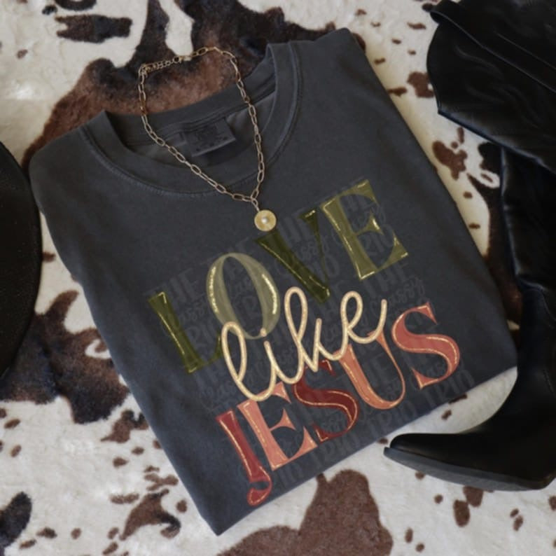 Love like Jesus green and red 95121 DTF transfer