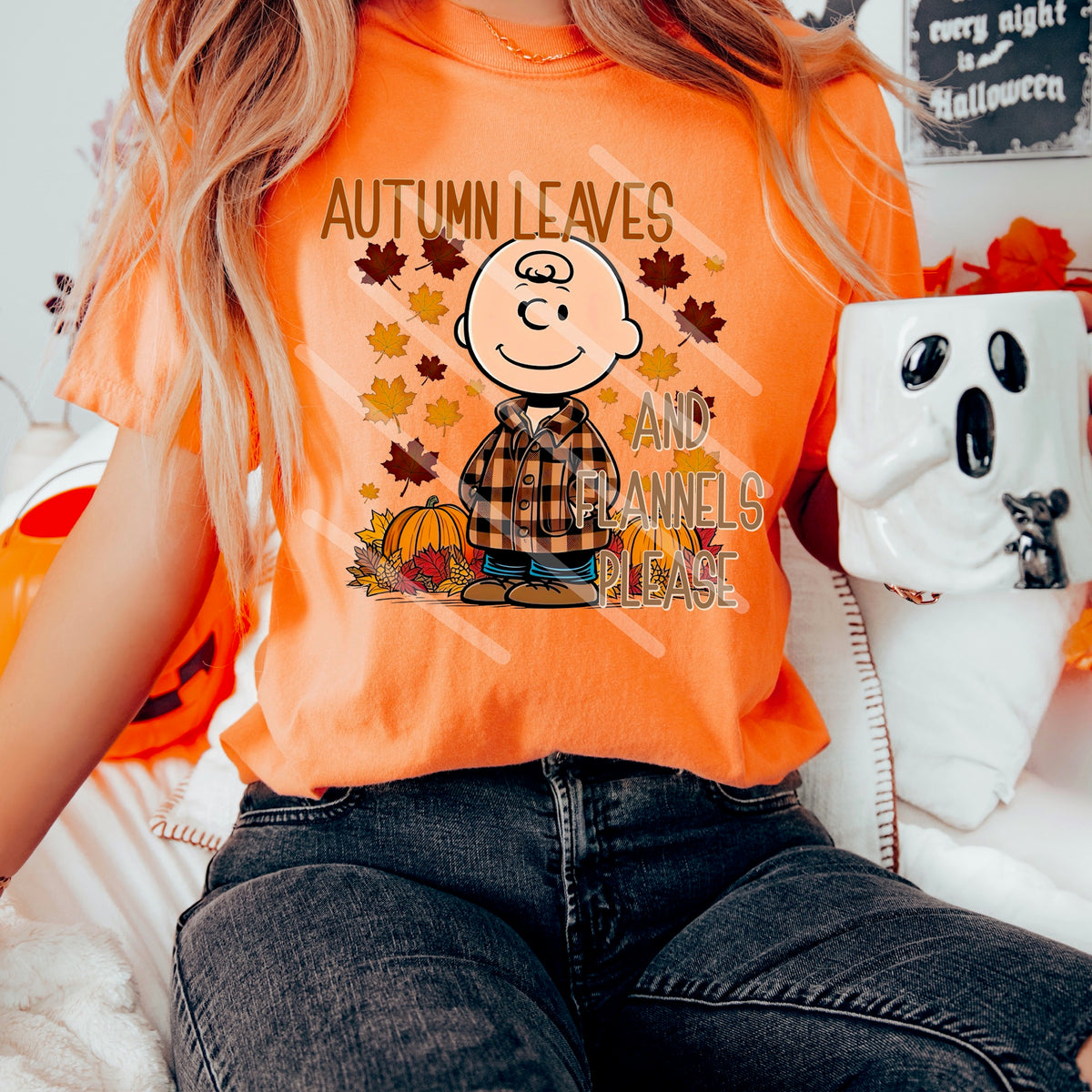 Autumn Leaves Flannels Please peanut 114058 DTF transfer