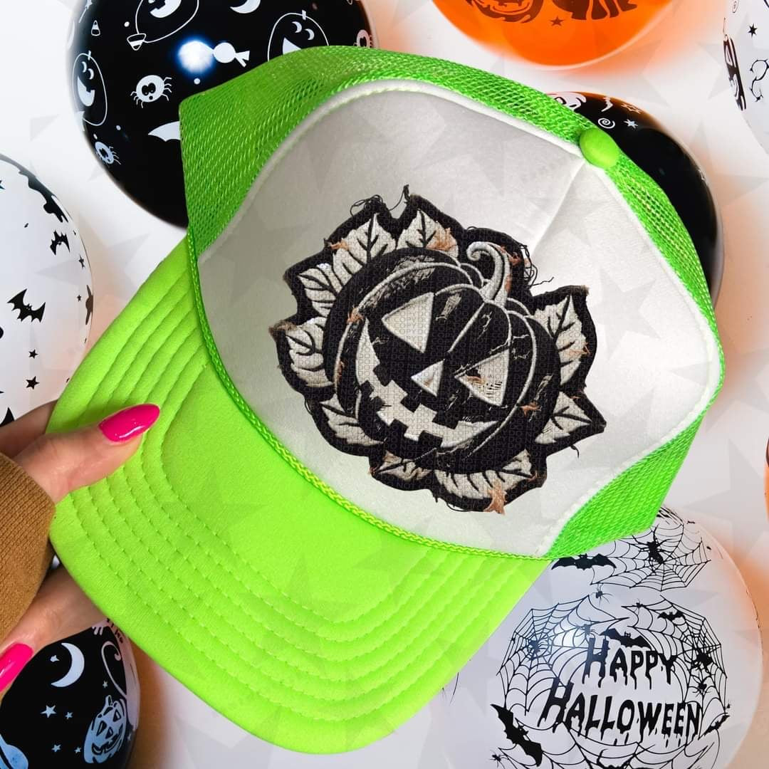 Pumpkin leaf background hat patch 55084 DTF transfer