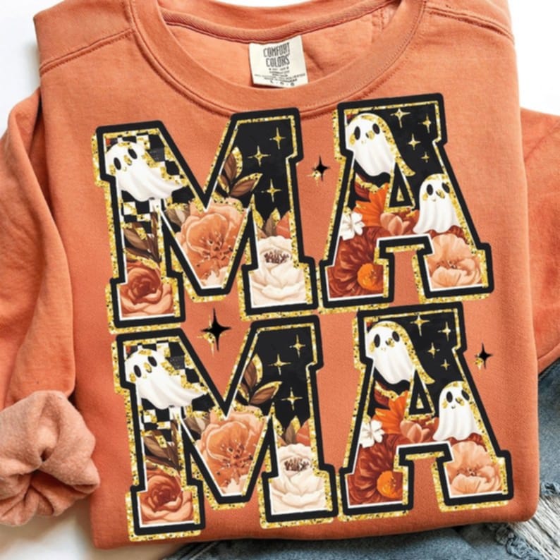 Mama Floral Ghost Letters 111184 DTF transfer