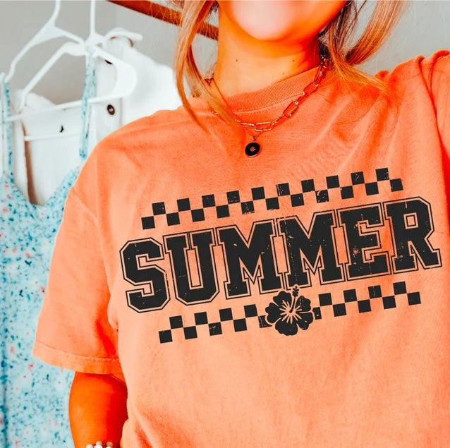 Summer black checkered 96694 DTF transfer