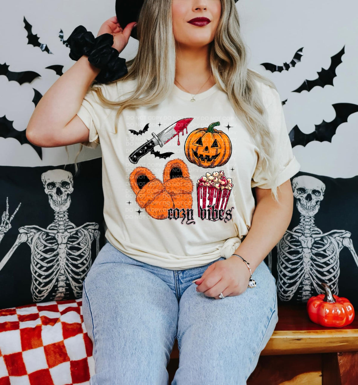 Cozy Vibes Knife and Pumpkin SCG DTF transfer