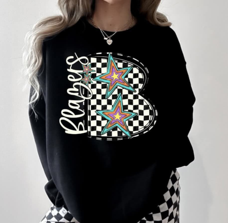 B blazers checkered with stars (S&G) 87100 DTF transfer
