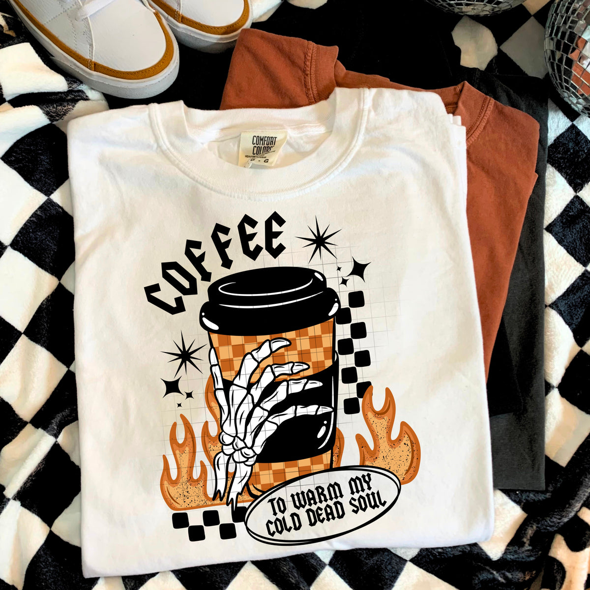 Coffee to warm my cold dead soul BLACK WORDS (csc) DTF transfer