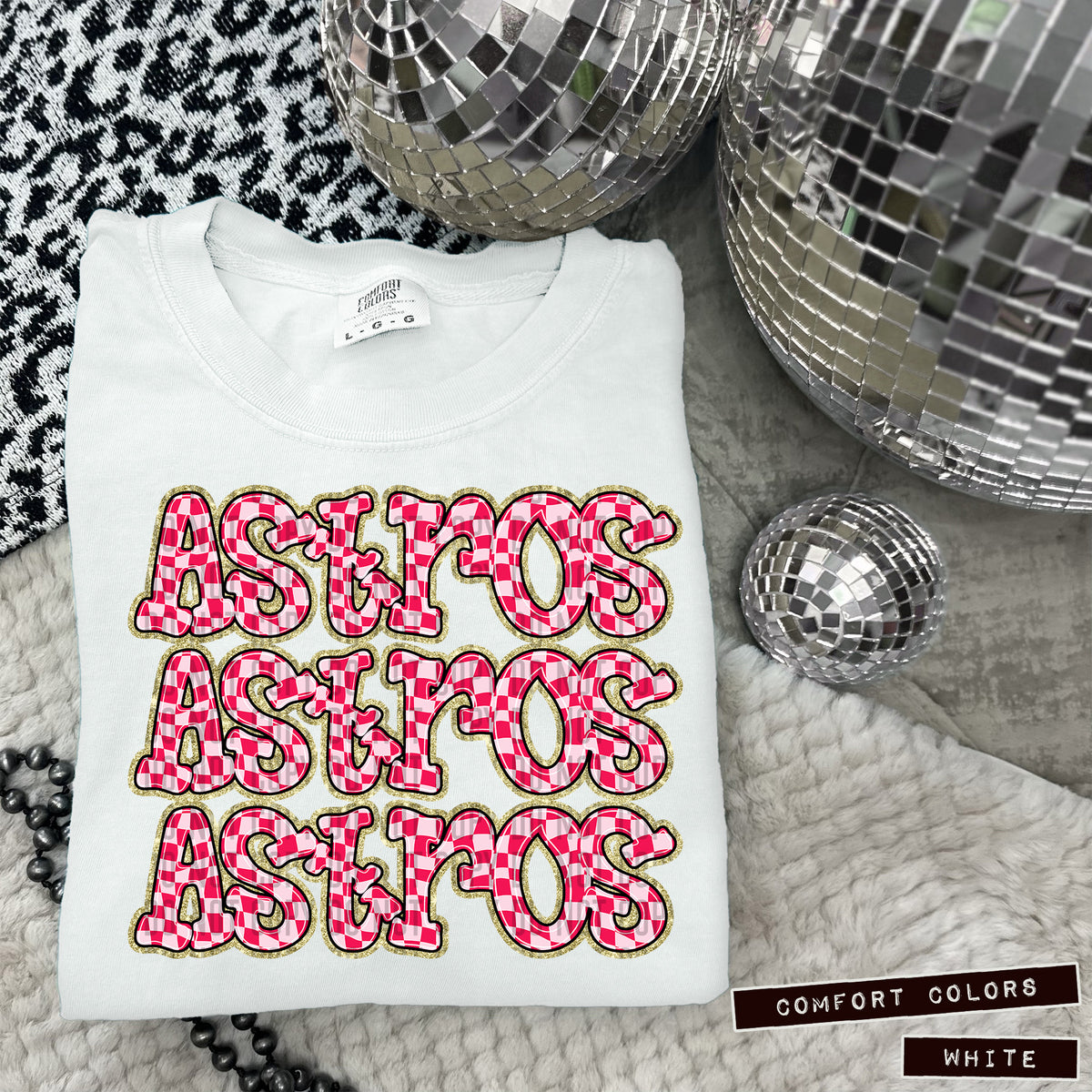 ASTROS stacked pink checkered (Caplinger) DTF transfer