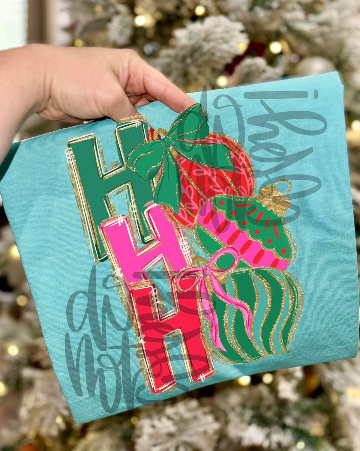 Ho Ho Ho stacked ornaments sunday special DTF transfer