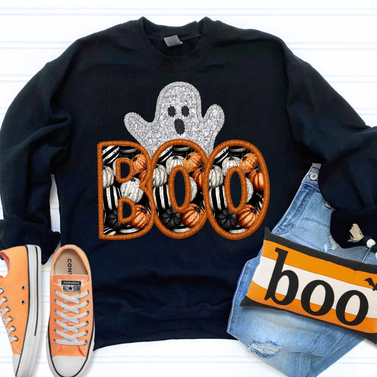Boo orange outline with ghost (CITY) 55912 DTF transfer