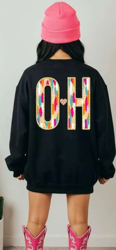 OH brushstroke with heart (S&G) 82960 DTF transfer