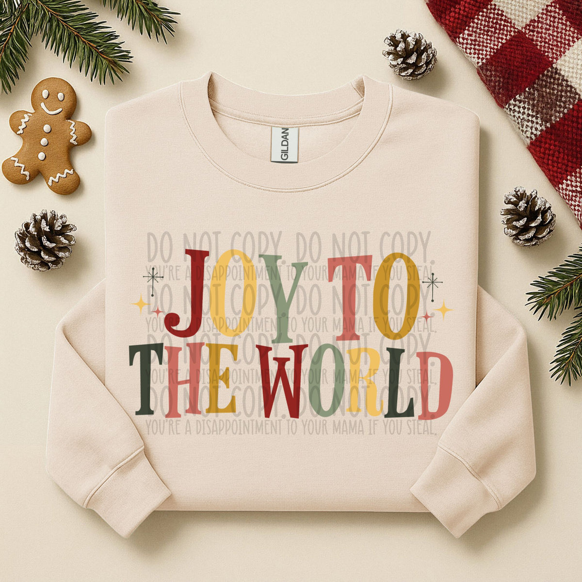 Joy to the World (red green pink yellow) (SWD) DTF transfer