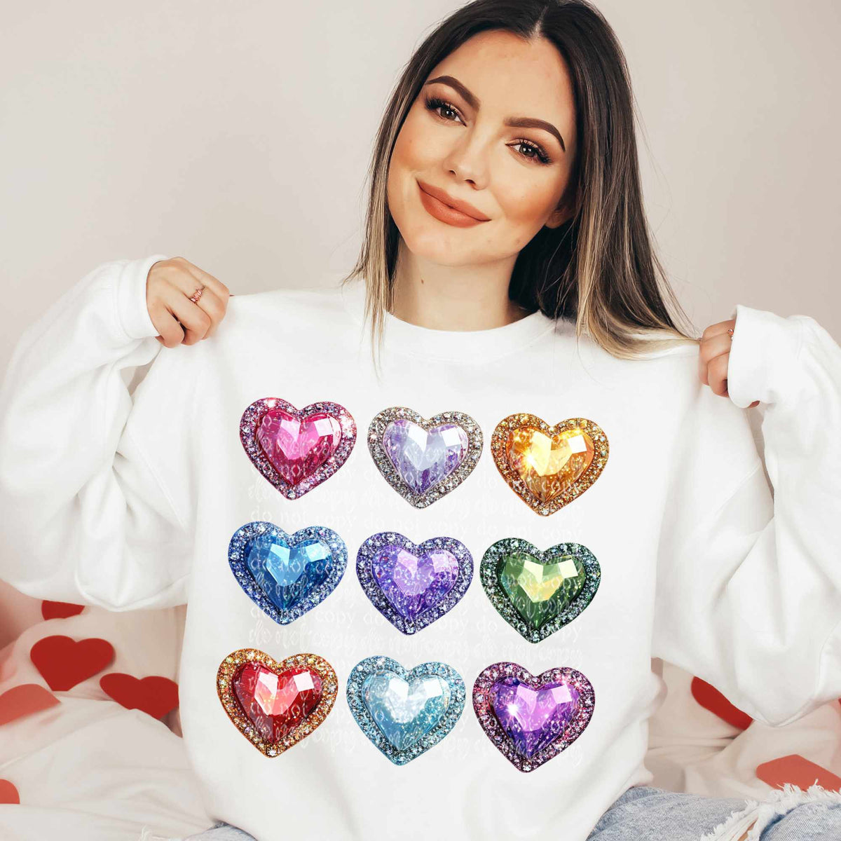 Diamond hearts collage (TTD) 77804 DTF transfer