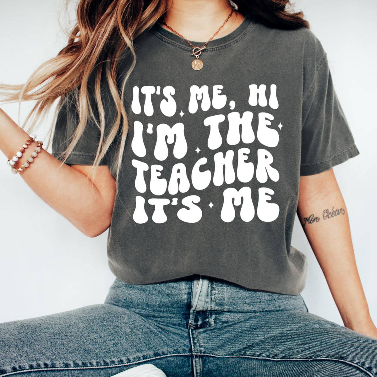 It’s me, hi I’m the teacher it’s me WHITE (CMD) 92185 DTF transfer
