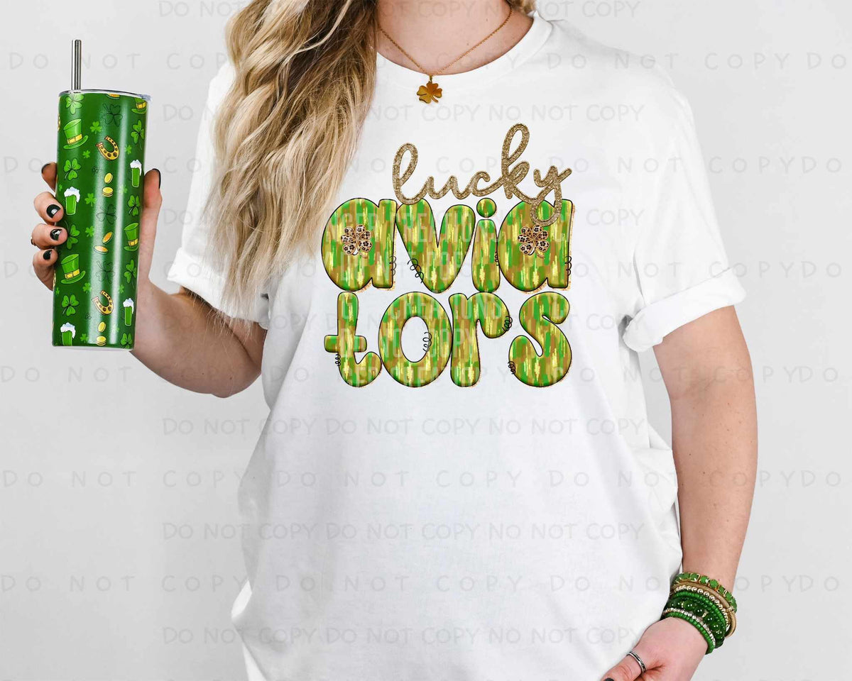 Lucky aviators green brushstroke (Caplinger) 79968 DTF transfer