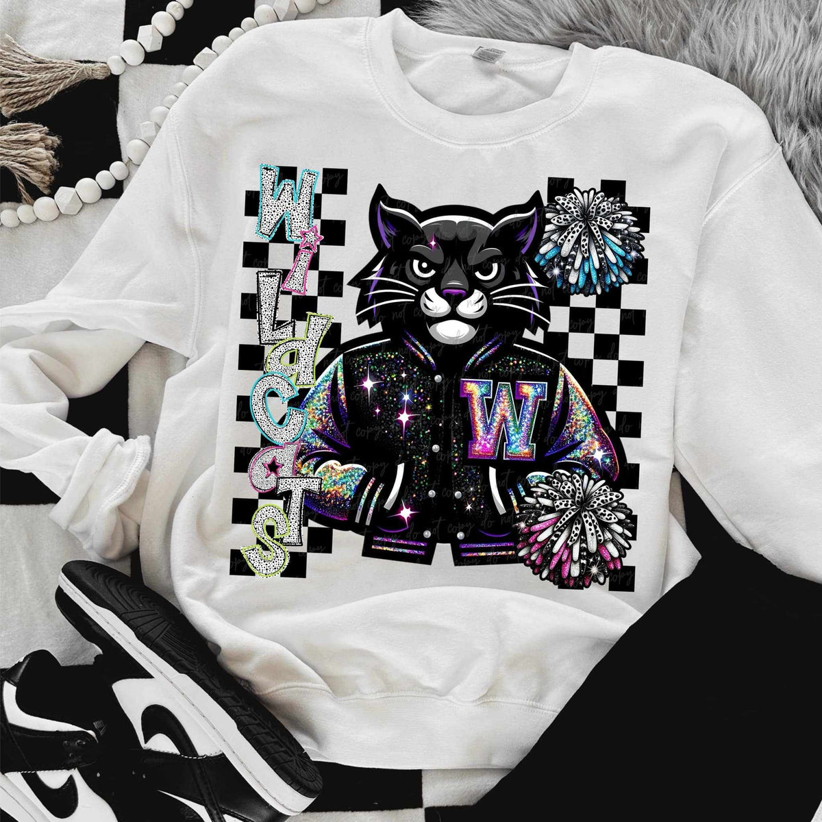 Wildcats Dalmatian filled with mascot Pom Poms (VIRGO) 58053 DTF transfer