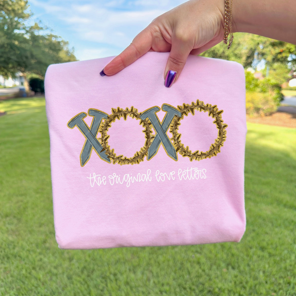 Original love letters xoxo with gold DTF transfer