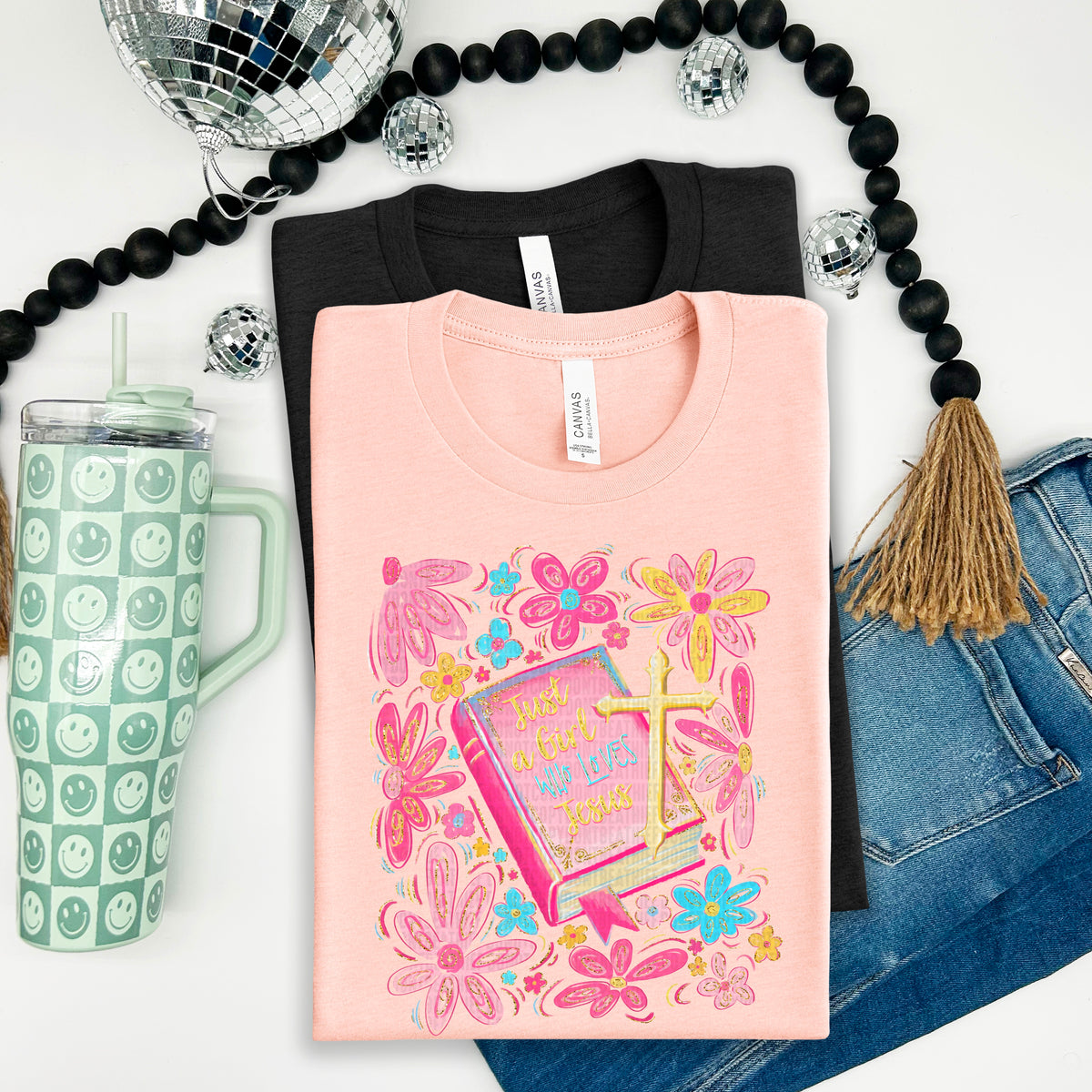 Pink bible floral background 100073 DTF transfer