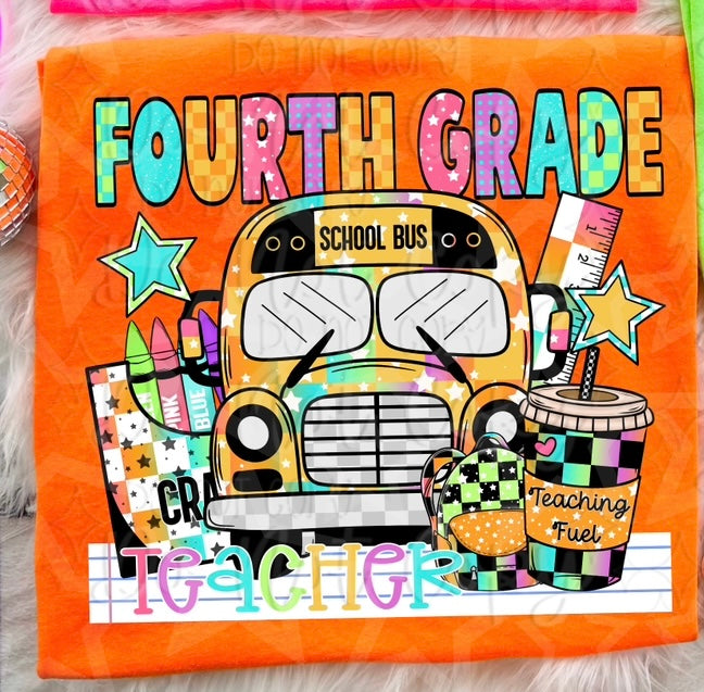 Fourth grade teacher bus (Virgo) 107023 DTF transfer