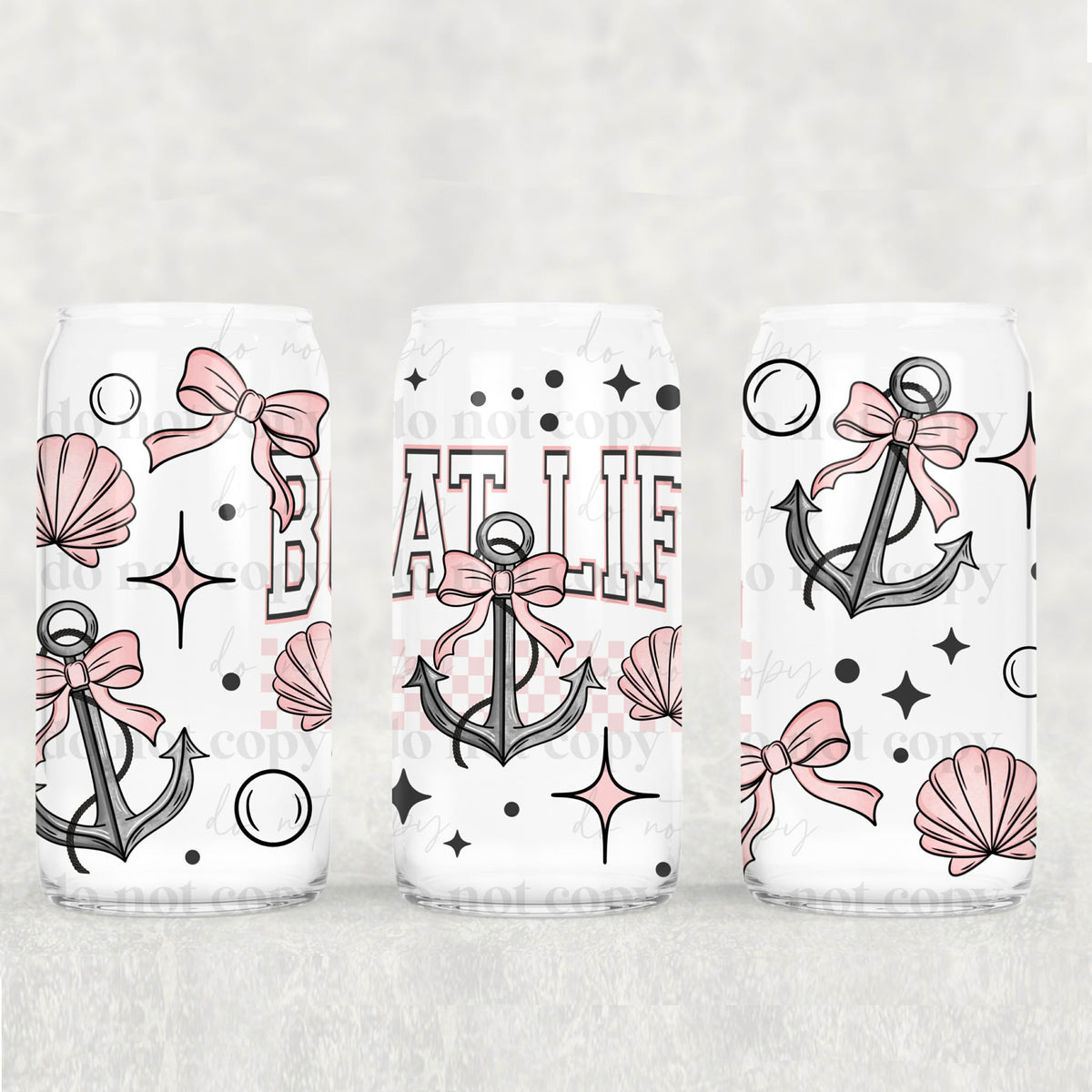 Boat life peach bow seashell and anchors (CSC) UV DTF WRAP