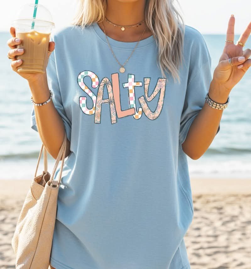Salty peach and colorful checkered (S&G) DTF Transfer