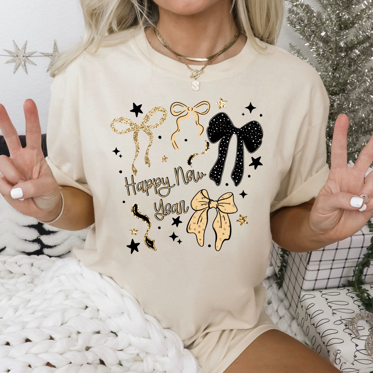 Happy new year bows (CSC) DTF Transfer