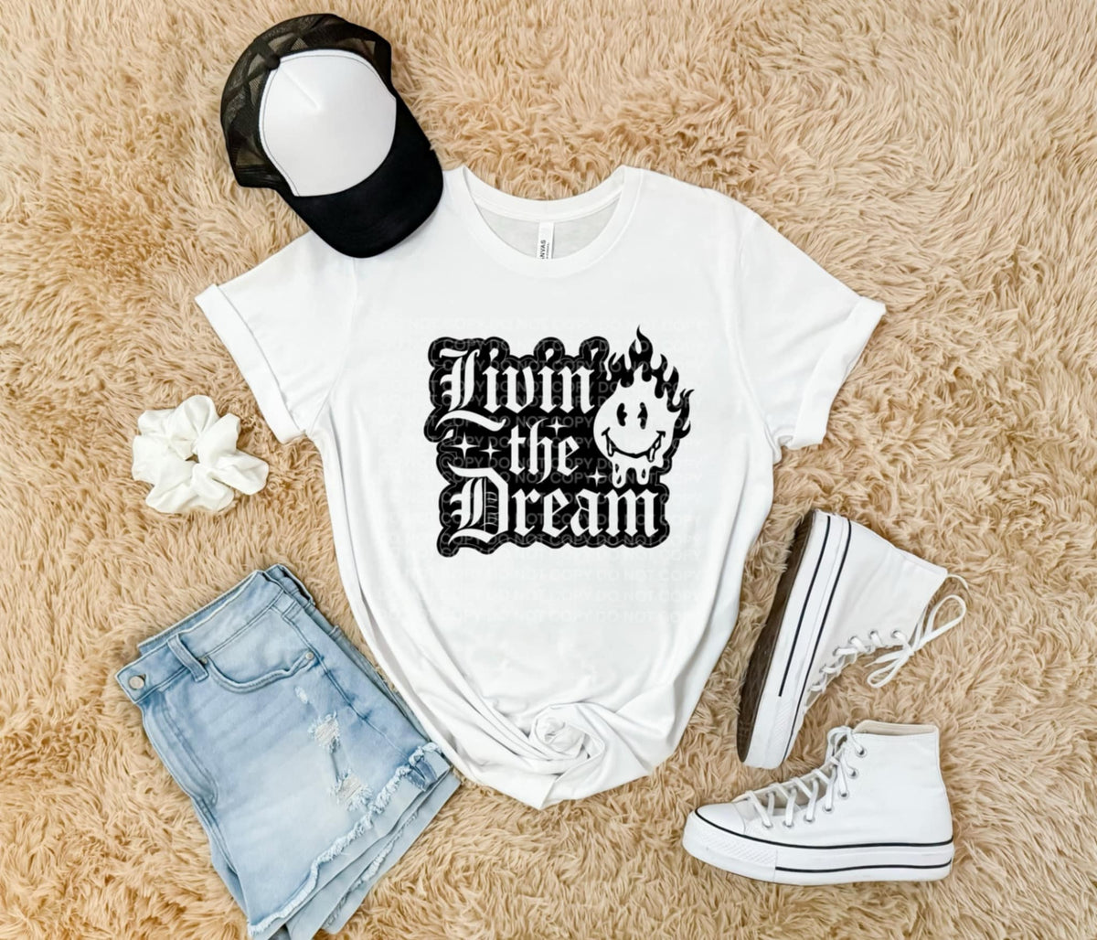 Living the dream flames SCG DTF transfer