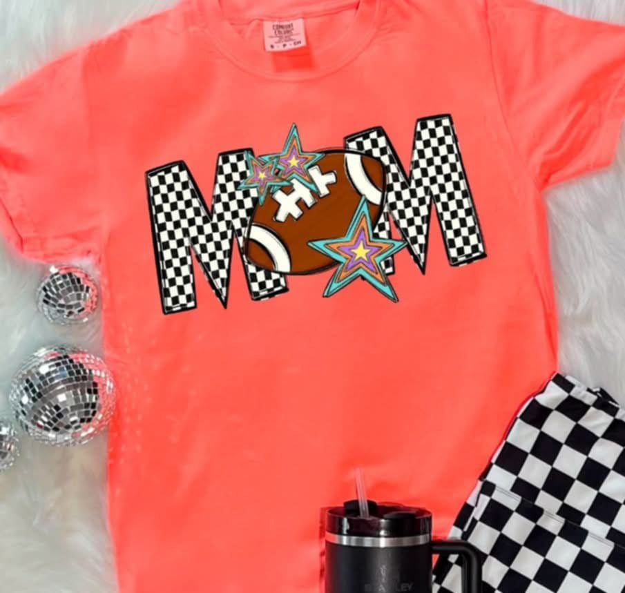 Mom checkered with football (S&G) 87070 DTF transfer