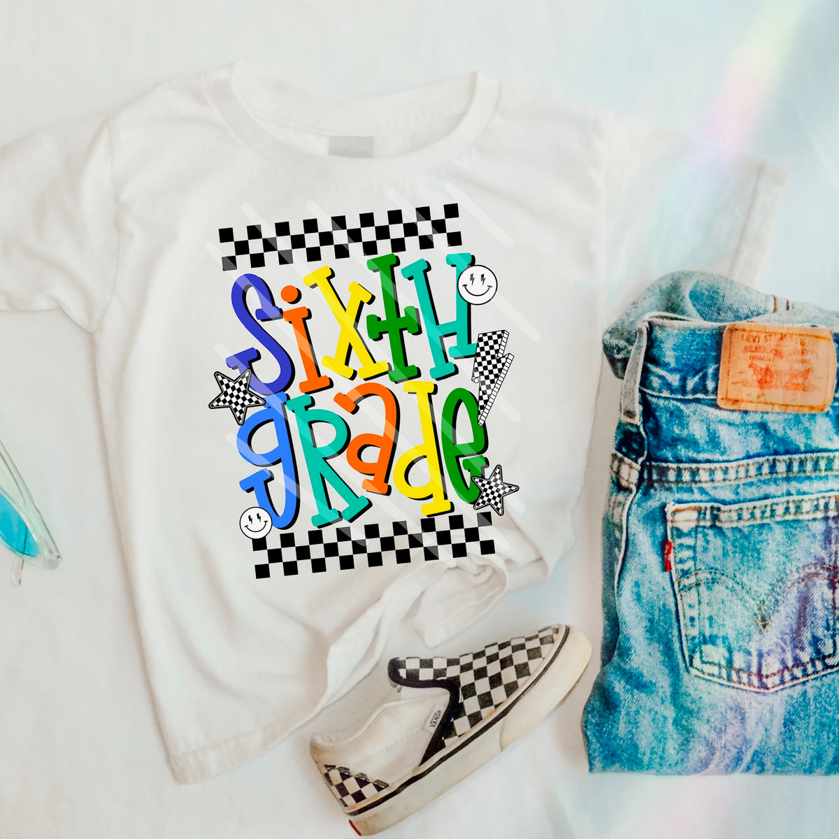 Sixth Grade boy colors with doodles (saved) 114435 DTF transfer