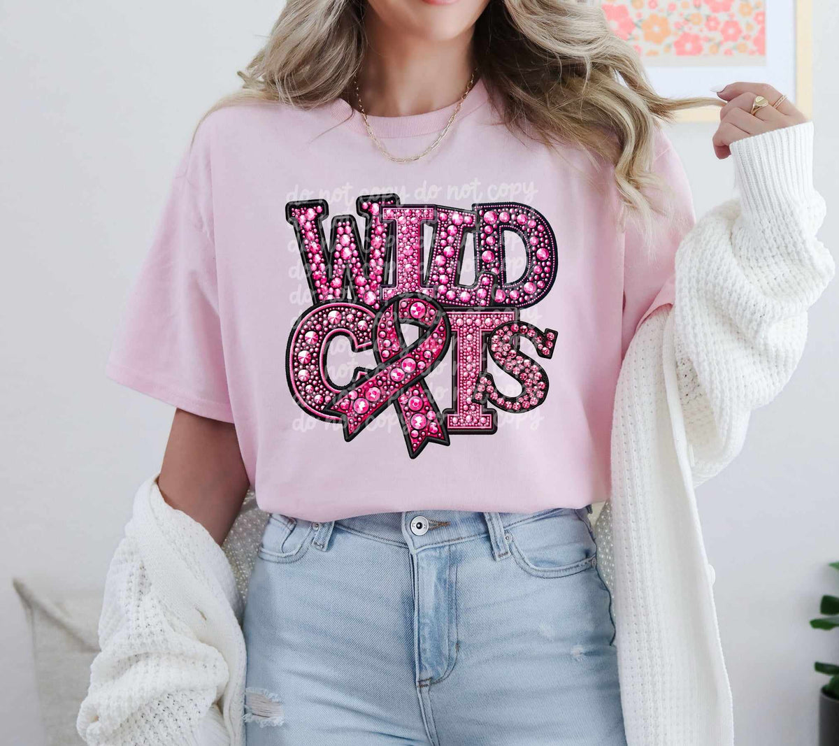 Wildcats pink rhinestone 60610 DTF transfer