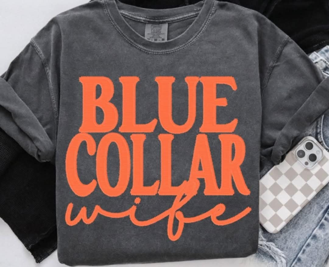 Blue collar wife orange (S&G) 99858 DTF transfer