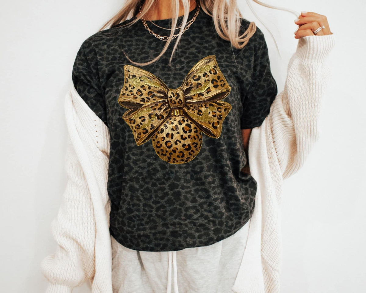 Leopard ornament with bow 109301 DTF transfer