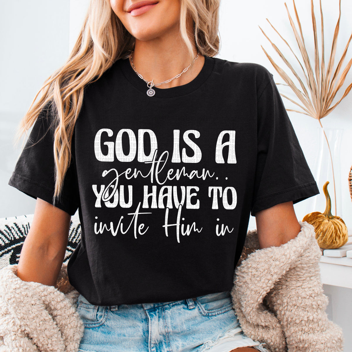 God is a gentlemen WHITE (SDD) 85907 DTF transfer