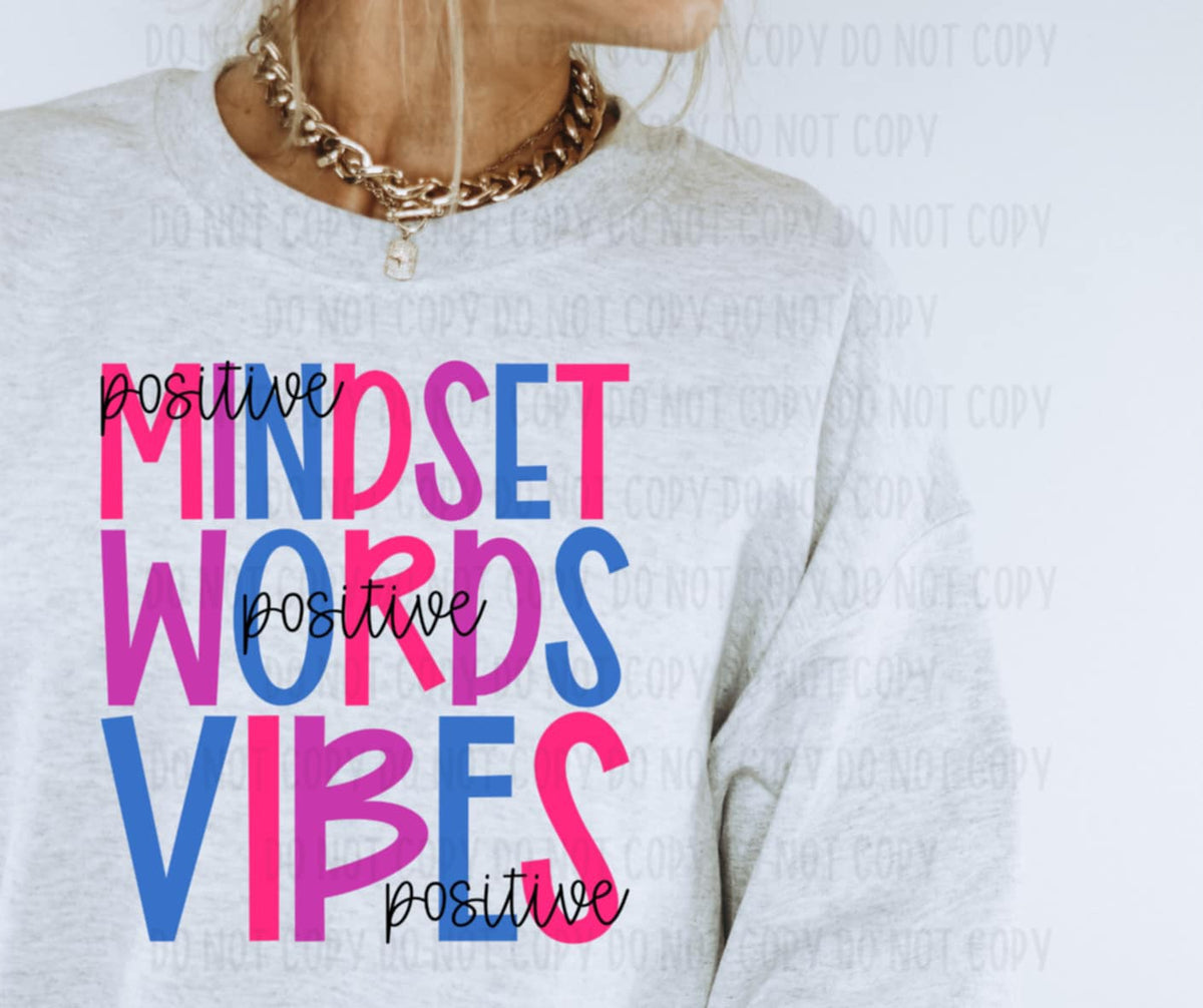 Positive mindset positive words positive vibes (canvista) 91868 DTF transfer