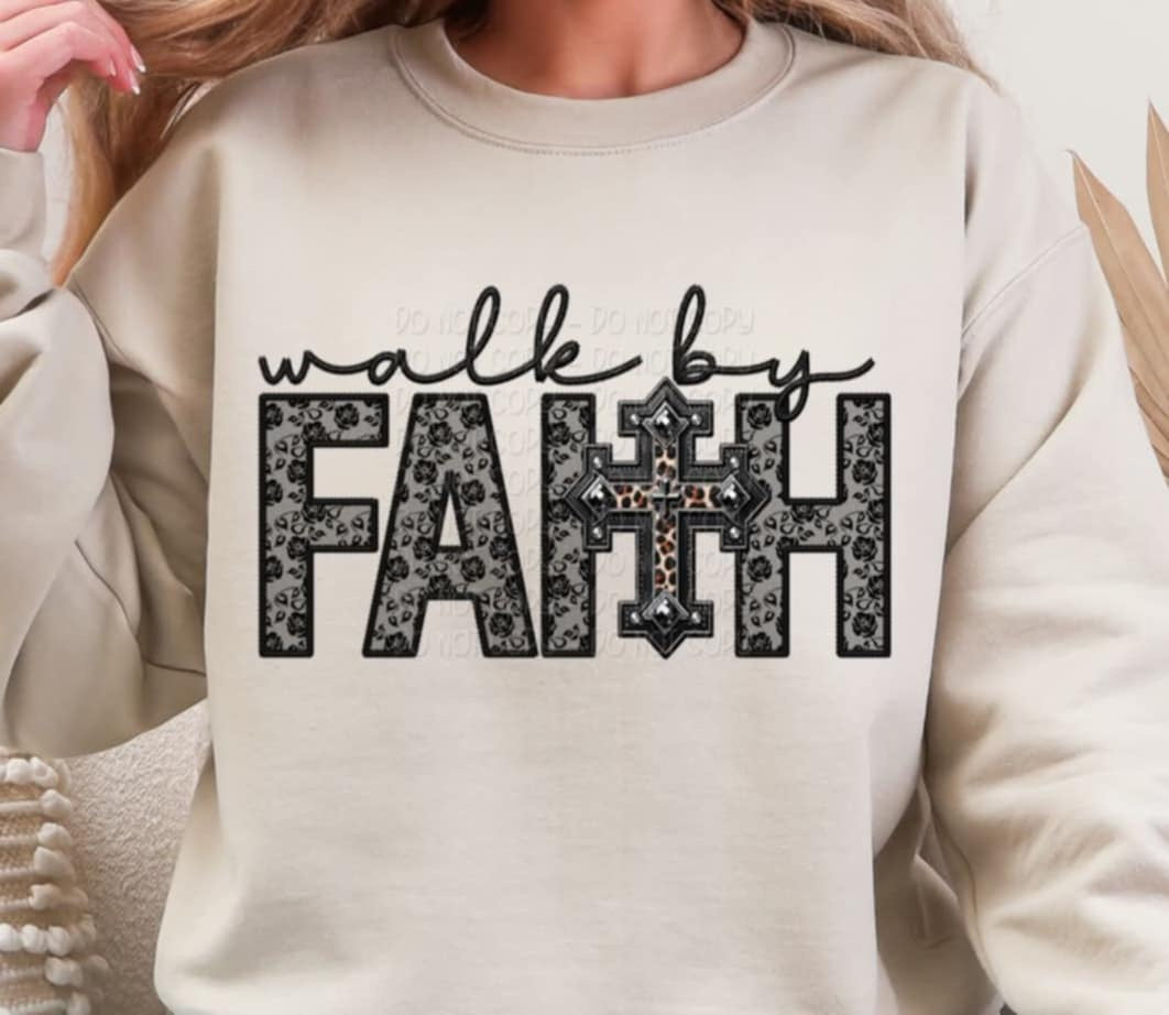 Walk by faith black lace 94325 DTF transfer
