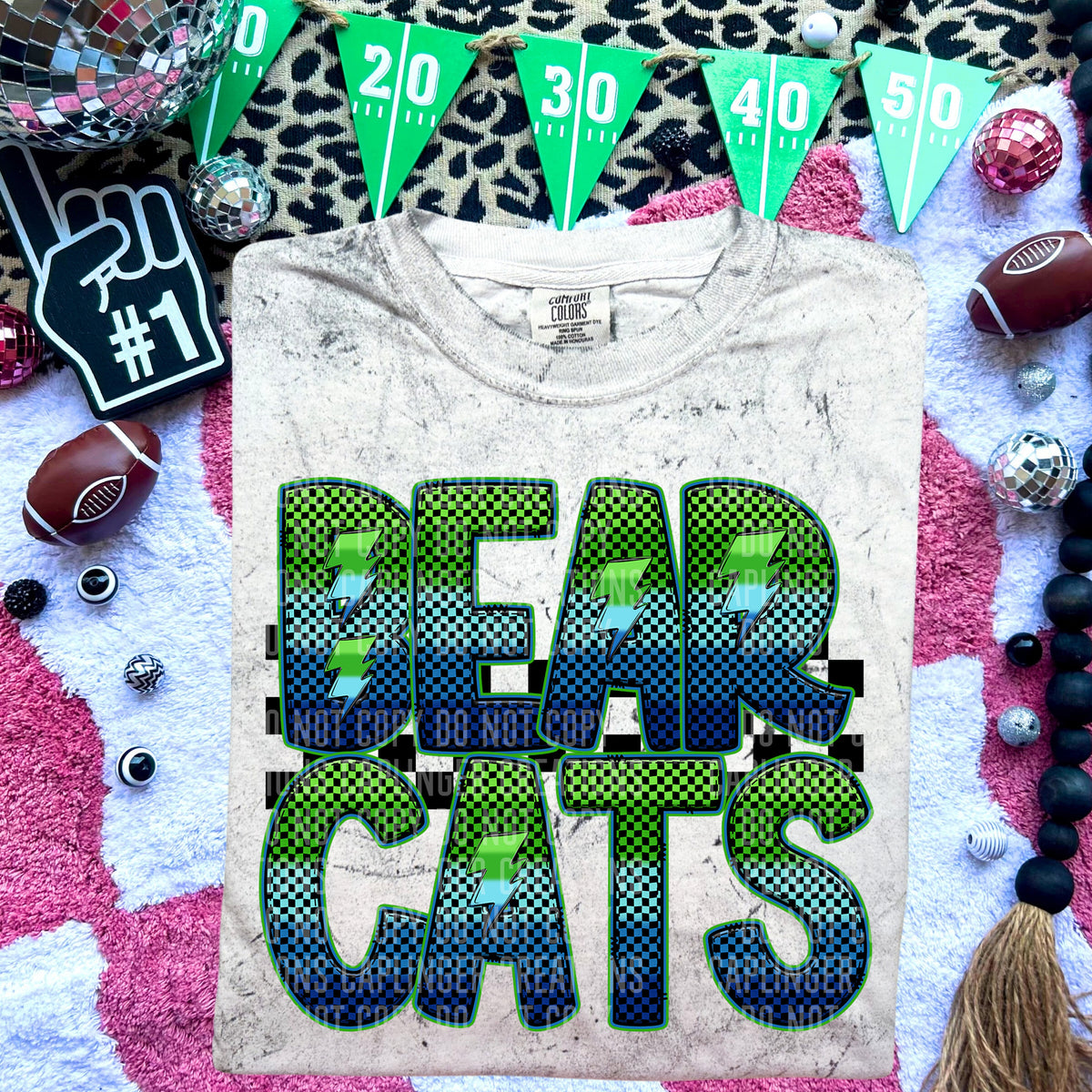 Bearcats Blue and Green Checkered (Caplinger) DTF transfer