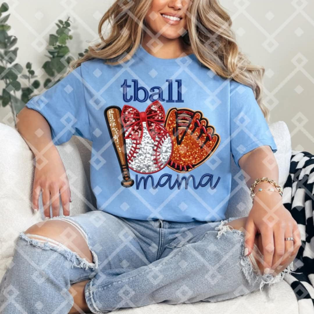 Tball mama bat,ball, and glove (Crafti) 96612 DTF transfer