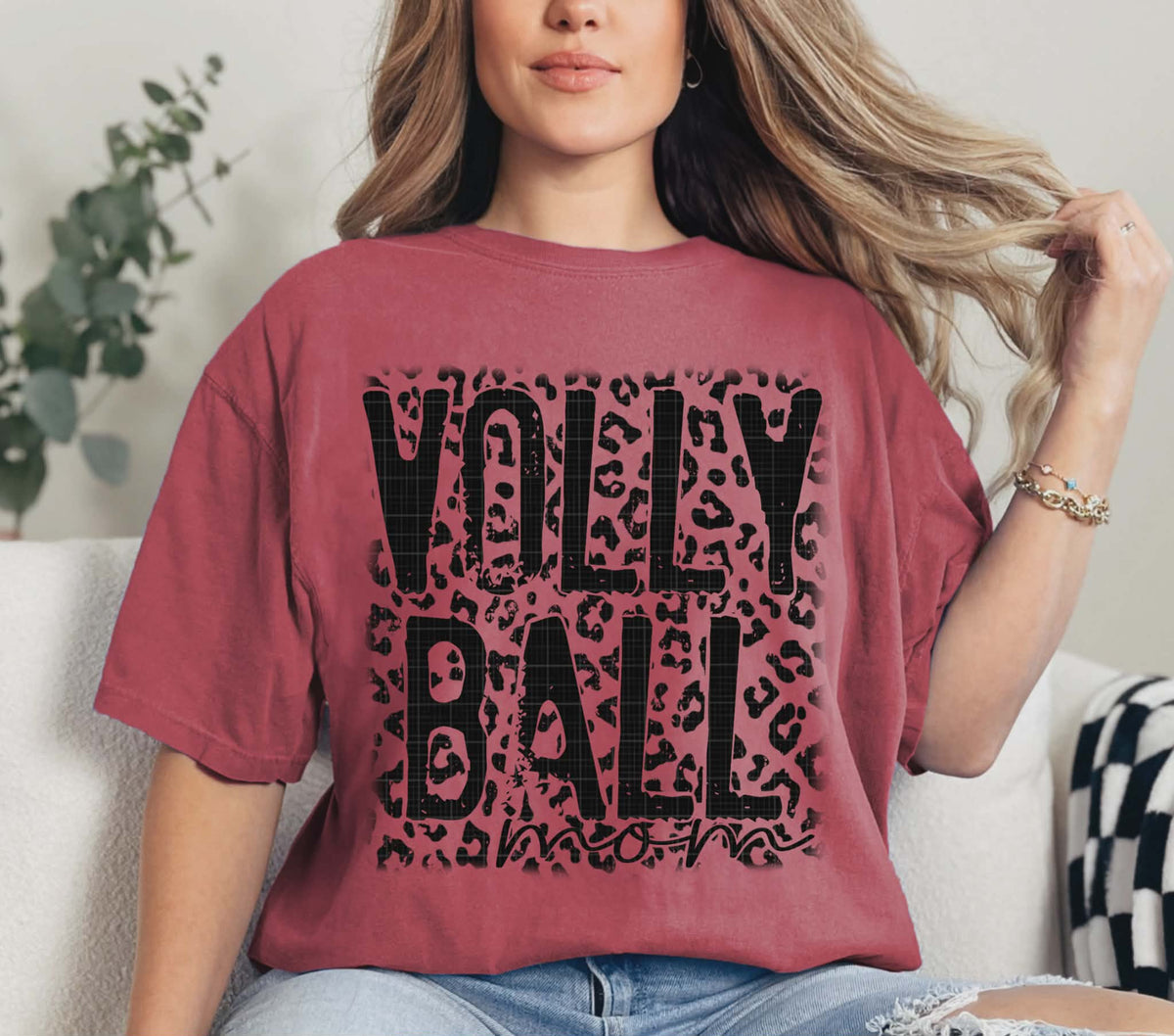Volleyball mom leopard BLACK (LINDA) DTF transfer
