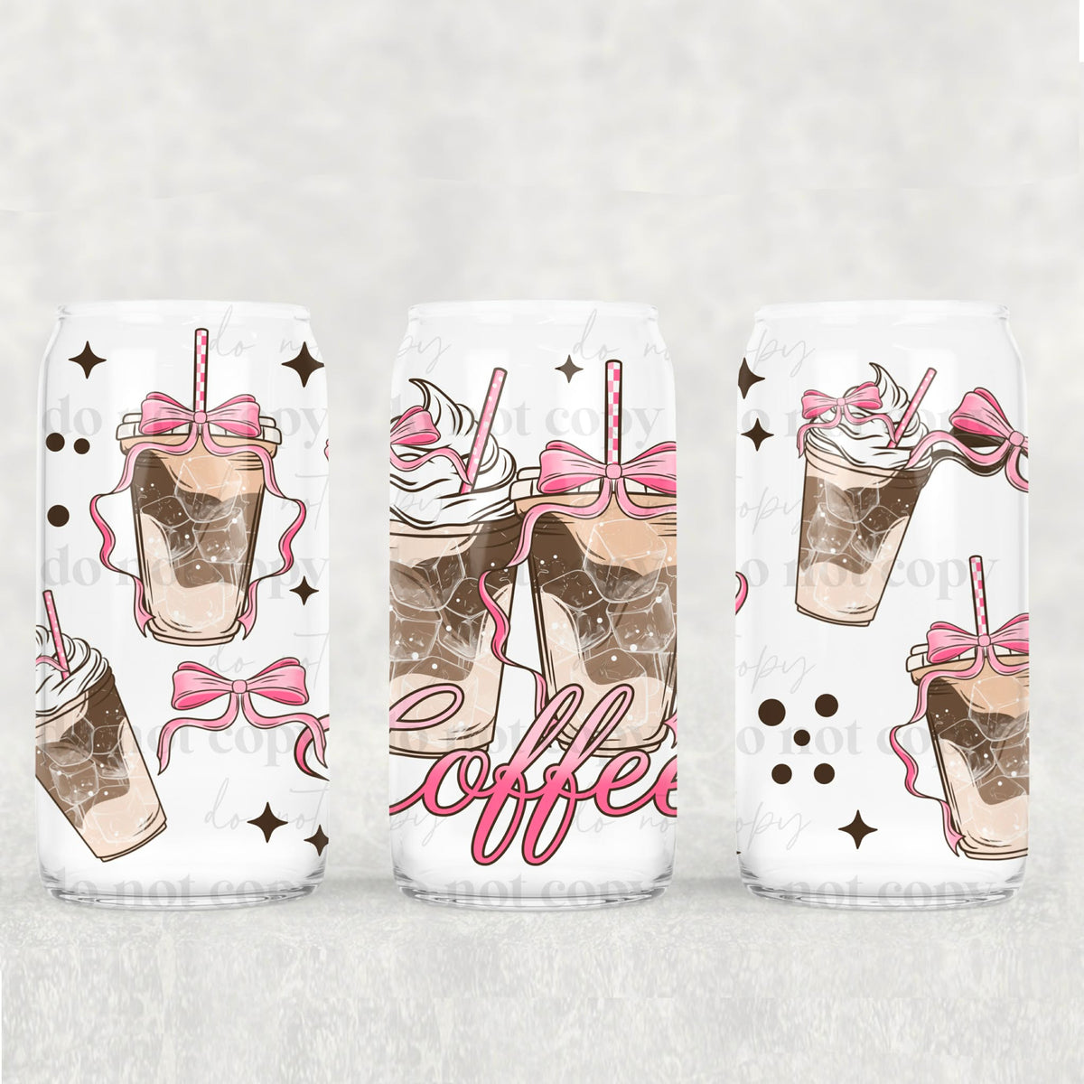 Coffee with pink bows (CSC) UV DTF WRAP