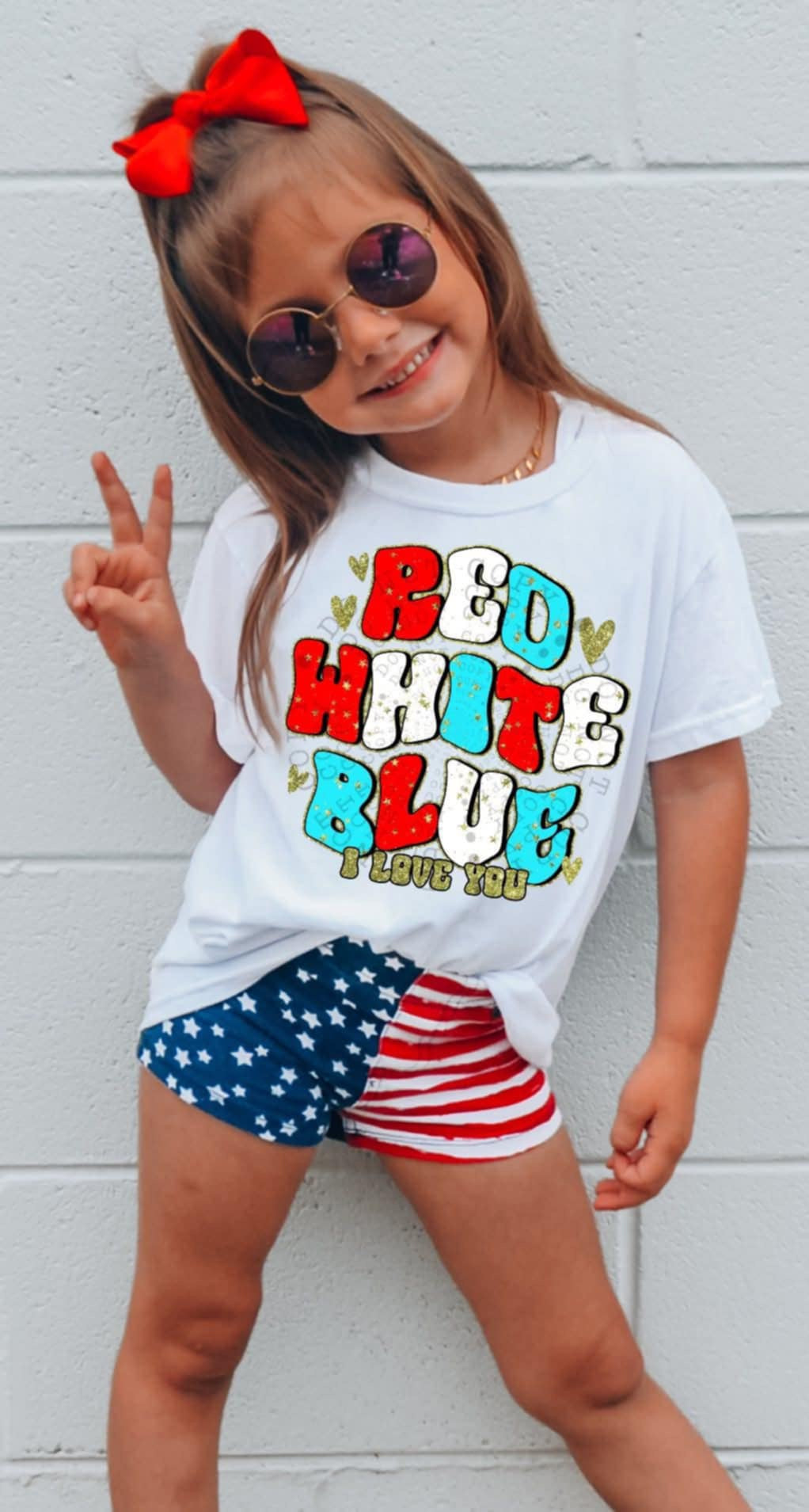 Red white blue I love you (C’s) 100050 DTF transfer