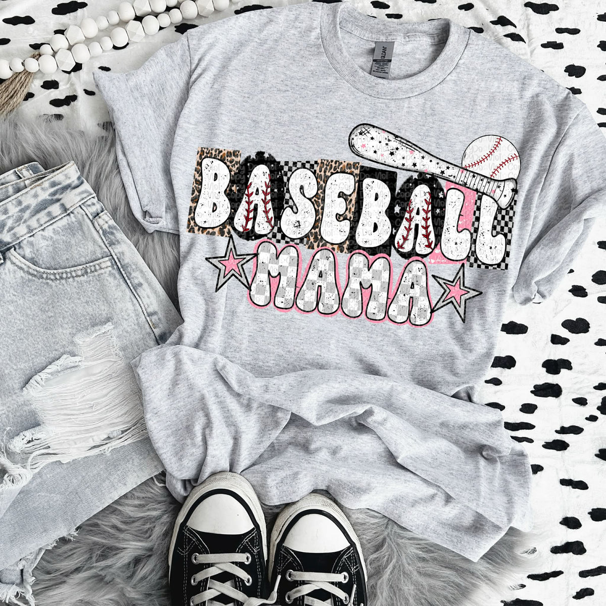 Baseball mama pink (virgo) DTF transfer