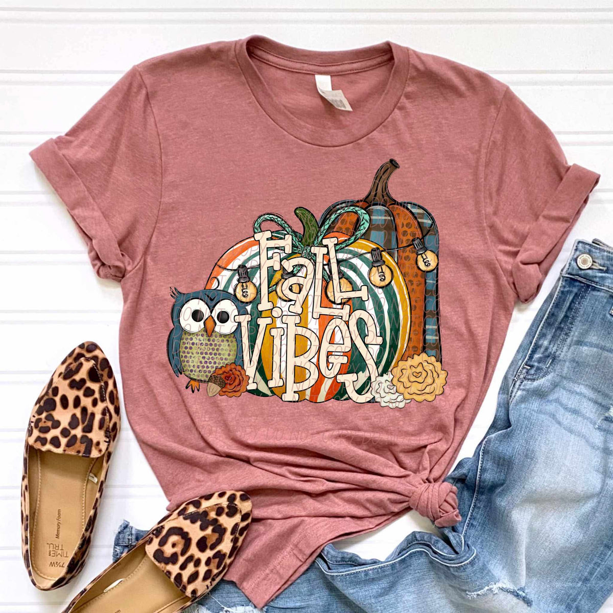 Fall vibes retro pumpkins with owl CITY DTF transfer