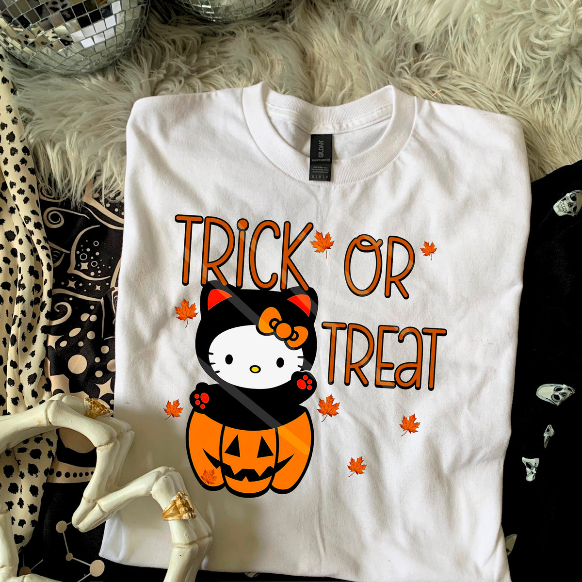 Trick or treat kitty pumpkin 110749 DTF transfer