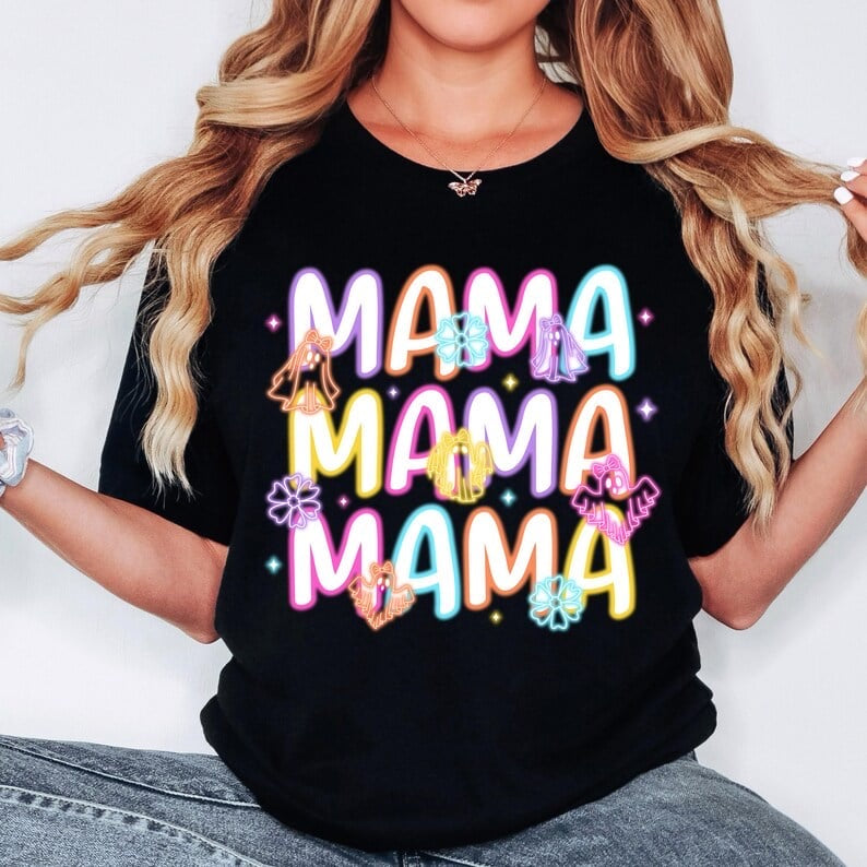 Mama stacked neon with ghosts 58210 DTF transfer