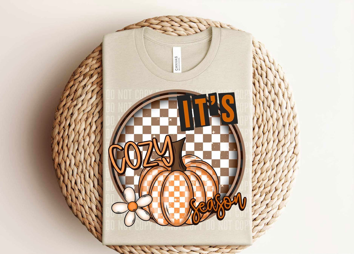 It’s cozy season checkered circle and pumpkin (Caplinger) 55730 DTF transfer