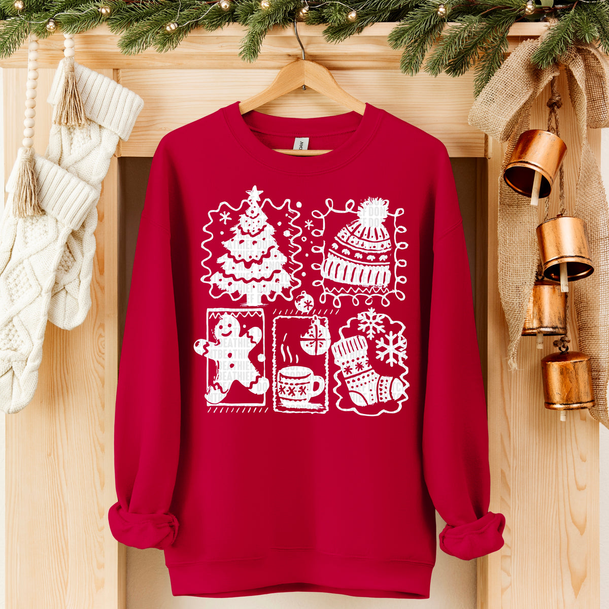 Winter Doodles WHITE 113384 DTF transfer